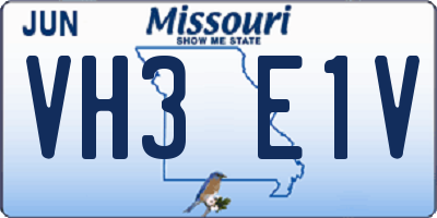 MO license plate VH3E1V