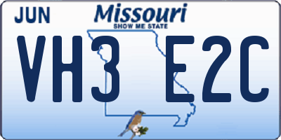 MO license plate VH3E2C