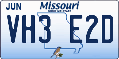 MO license plate VH3E2D