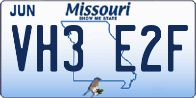 MO license plate VH3E2F