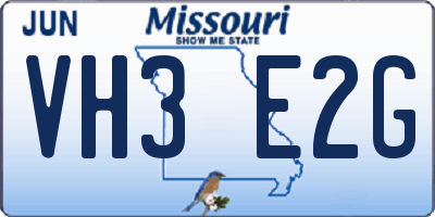 MO license plate VH3E2G