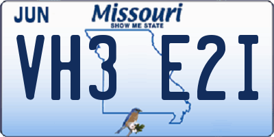 MO license plate VH3E2I