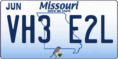 MO license plate VH3E2L
