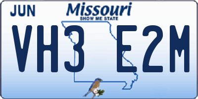 MO license plate VH3E2M
