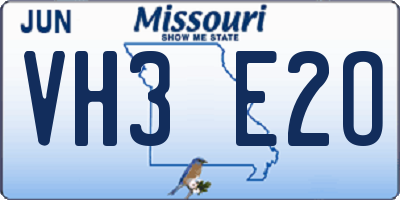 MO license plate VH3E2O