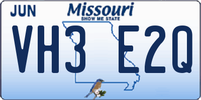 MO license plate VH3E2Q