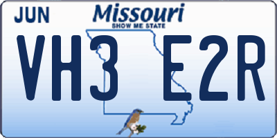 MO license plate VH3E2R