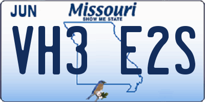 MO license plate VH3E2S