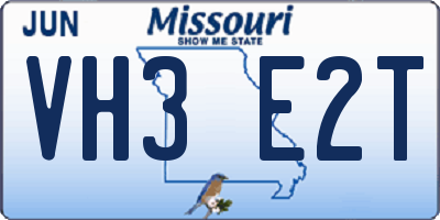 MO license plate VH3E2T
