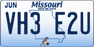 MO license plate VH3E2U