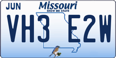MO license plate VH3E2W