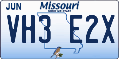 MO license plate VH3E2X