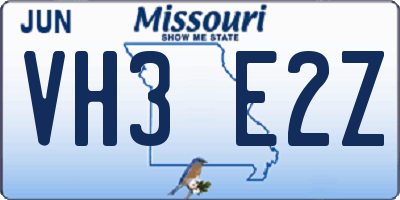 MO license plate VH3E2Z