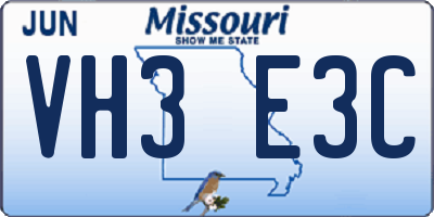 MO license plate VH3E3C