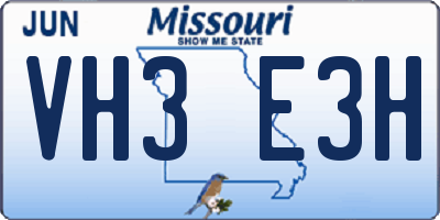 MO license plate VH3E3H