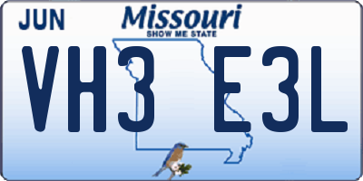 MO license plate VH3E3L