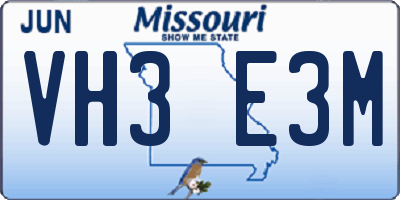 MO license plate VH3E3M