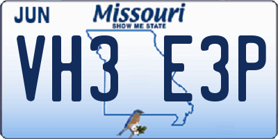 MO license plate VH3E3P