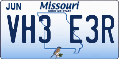 MO license plate VH3E3R