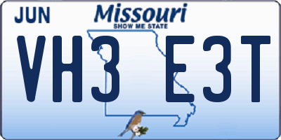 MO license plate VH3E3T