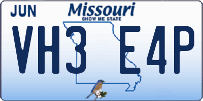 MO license plate VH3E4P