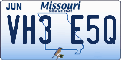 MO license plate VH3E5Q