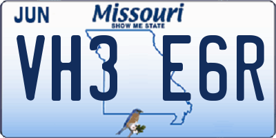 MO license plate VH3E6R