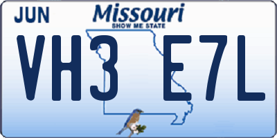 MO license plate VH3E7L