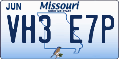 MO license plate VH3E7P