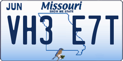MO license plate VH3E7T