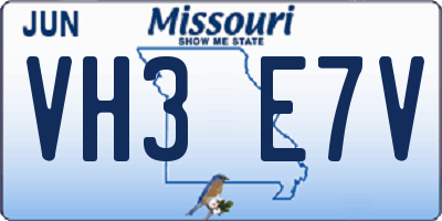 MO license plate VH3E7V