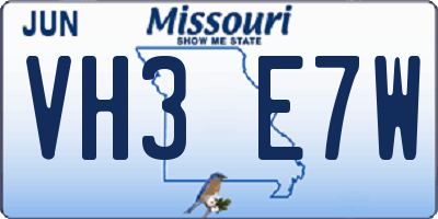 MO license plate VH3E7W