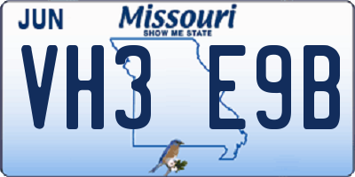 MO license plate VH3E9B