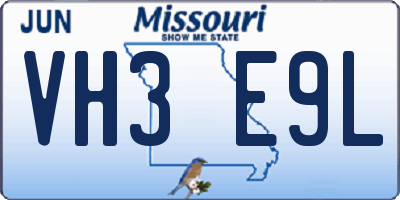 MO license plate VH3E9L