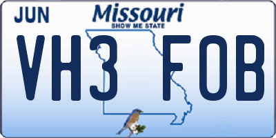 MO license plate VH3F0B