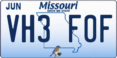 MO license plate VH3F0F