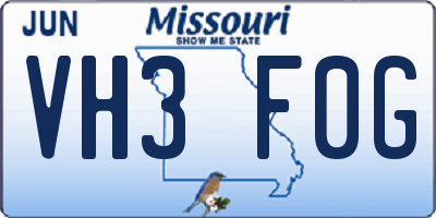 MO license plate VH3F0G