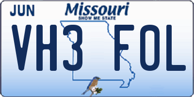 MO license plate VH3F0L