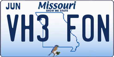 MO license plate VH3F0N