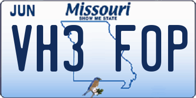 MO license plate VH3F0P