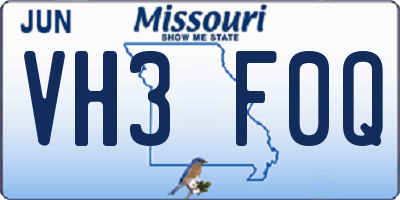 MO license plate VH3F0Q
