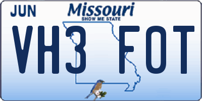 MO license plate VH3F0T