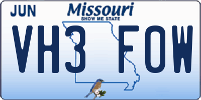 MO license plate VH3F0W