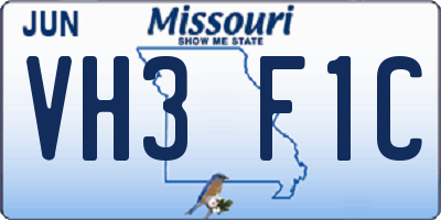 MO license plate VH3F1C