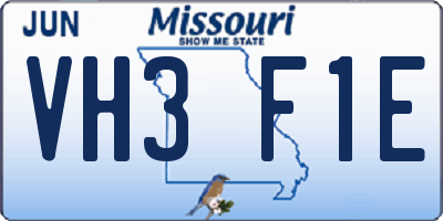 MO license plate VH3F1E