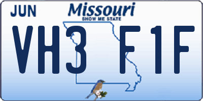 MO license plate VH3F1F