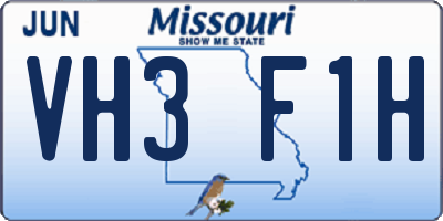 MO license plate VH3F1H