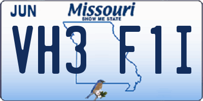 MO license plate VH3F1I