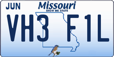 MO license plate VH3F1L