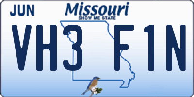 MO license plate VH3F1N